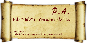 Pödör Annunciáta névjegykártya